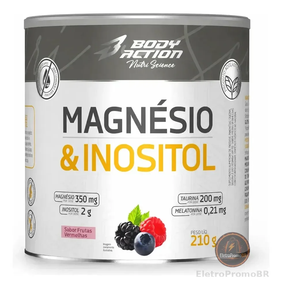 Magnesio Inositol Bodyaction 210g Frutas Vermelhas
