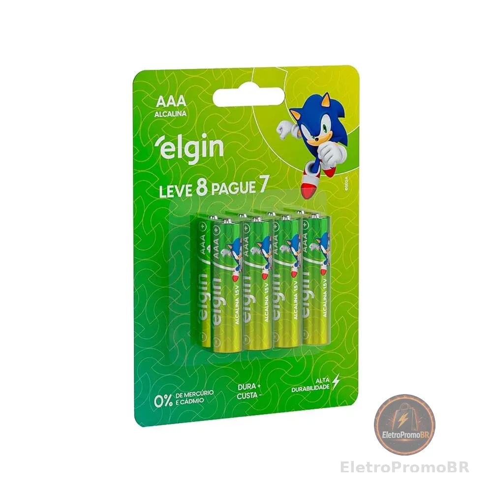 Pilha Alcalina AAA com 8 unidades Elgin Palito