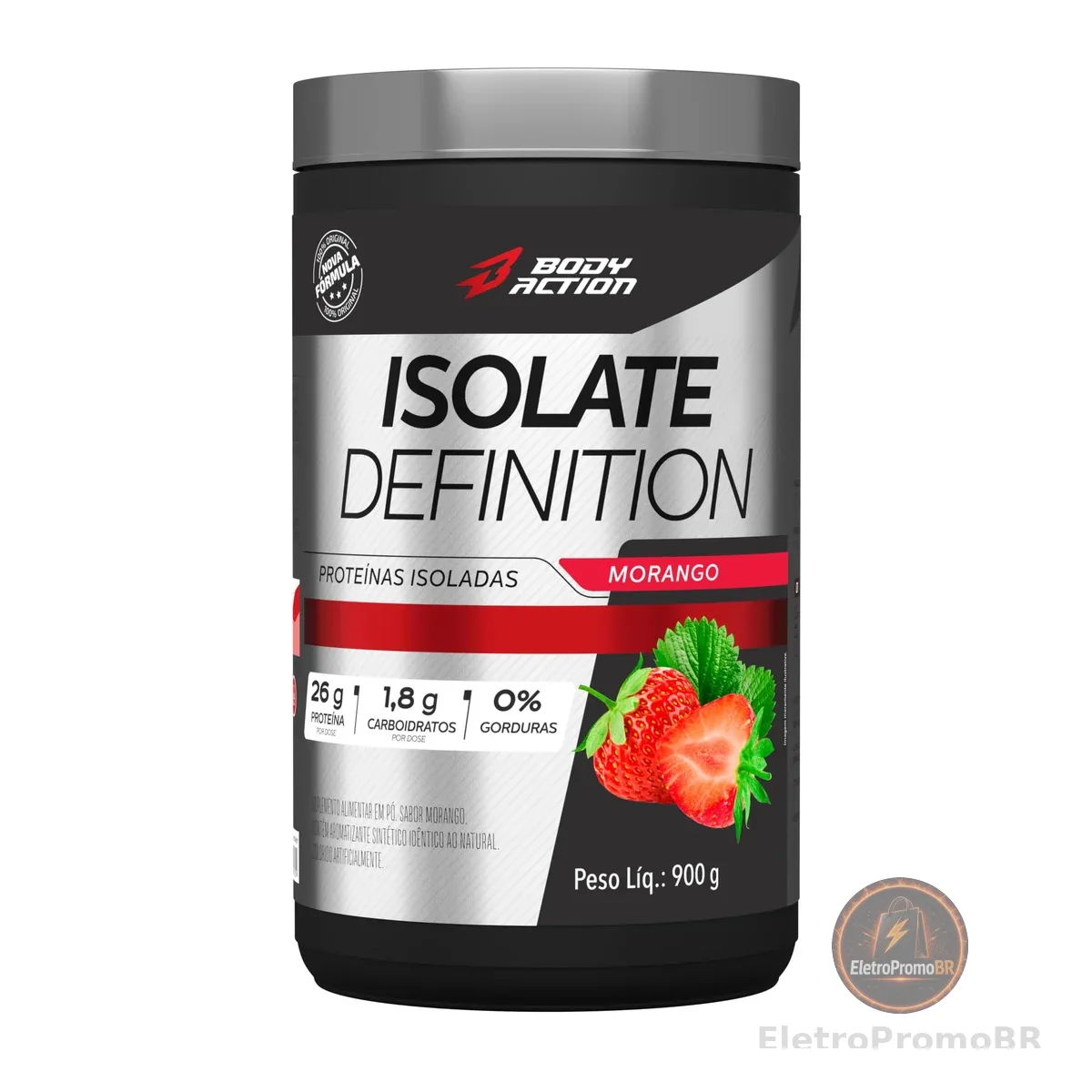 Whey Protein Isolado Isolate Definition 900g Sabor Morango Bodyaction