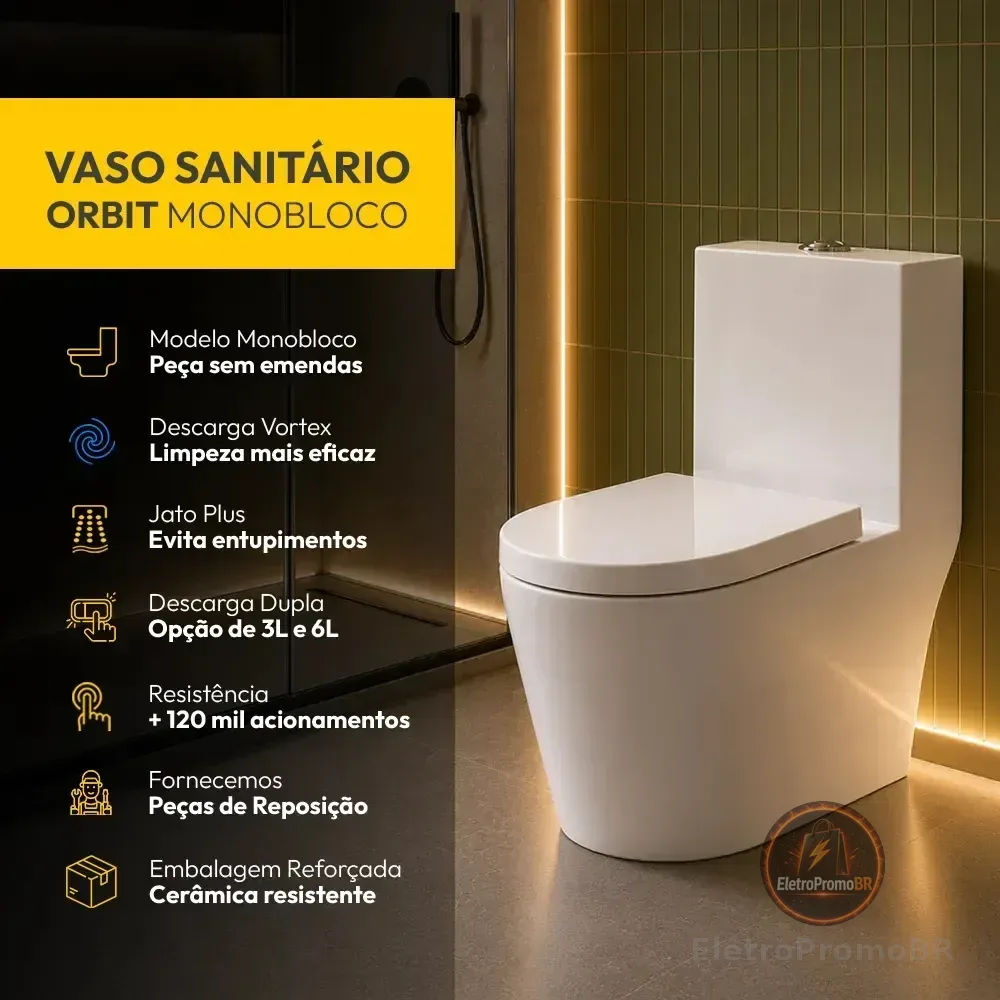 Vaso Sanitário Monobloco Orbit Completo Com Caixa Acoplada Privada Cerâmica Branca Cod: Alut020031 Alut By Avant