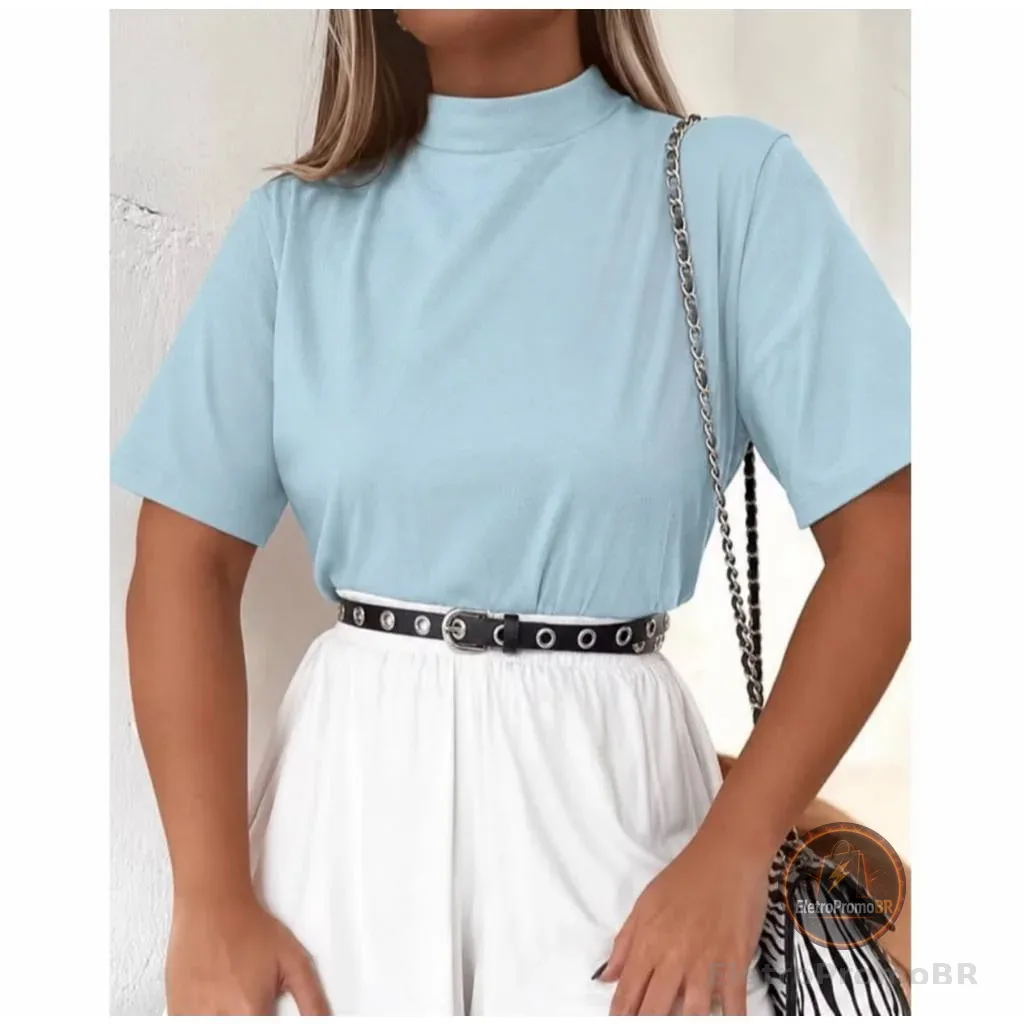 T-SHIRT MALHA GOLA ALTA
