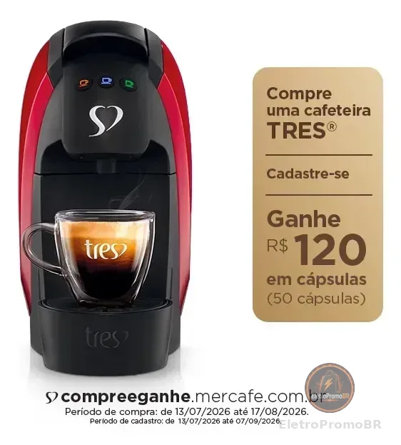 Cafeteira Espresso Luna Vermelha - TRES 3 Corações