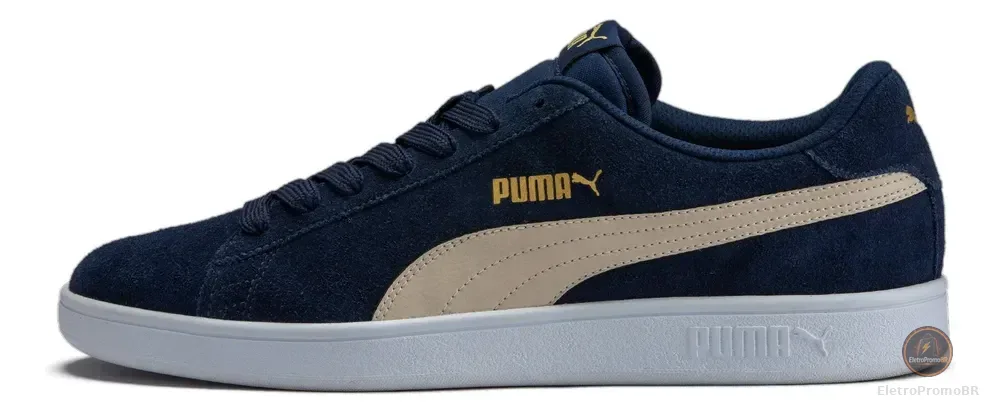Tênis Smash V2 Puma Azul E Dourado 38 Br