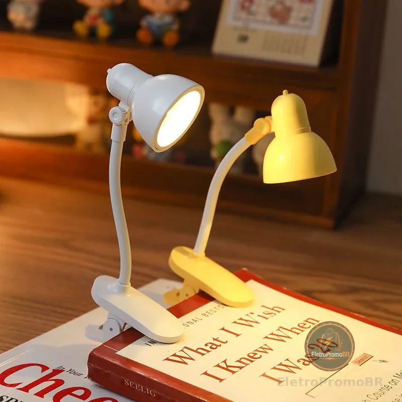 Mini Lâmpada De Mesa LED Alimentada Por Bateria Livro De Leitura com Clipe De suporte Luz Ajustável Portátil.