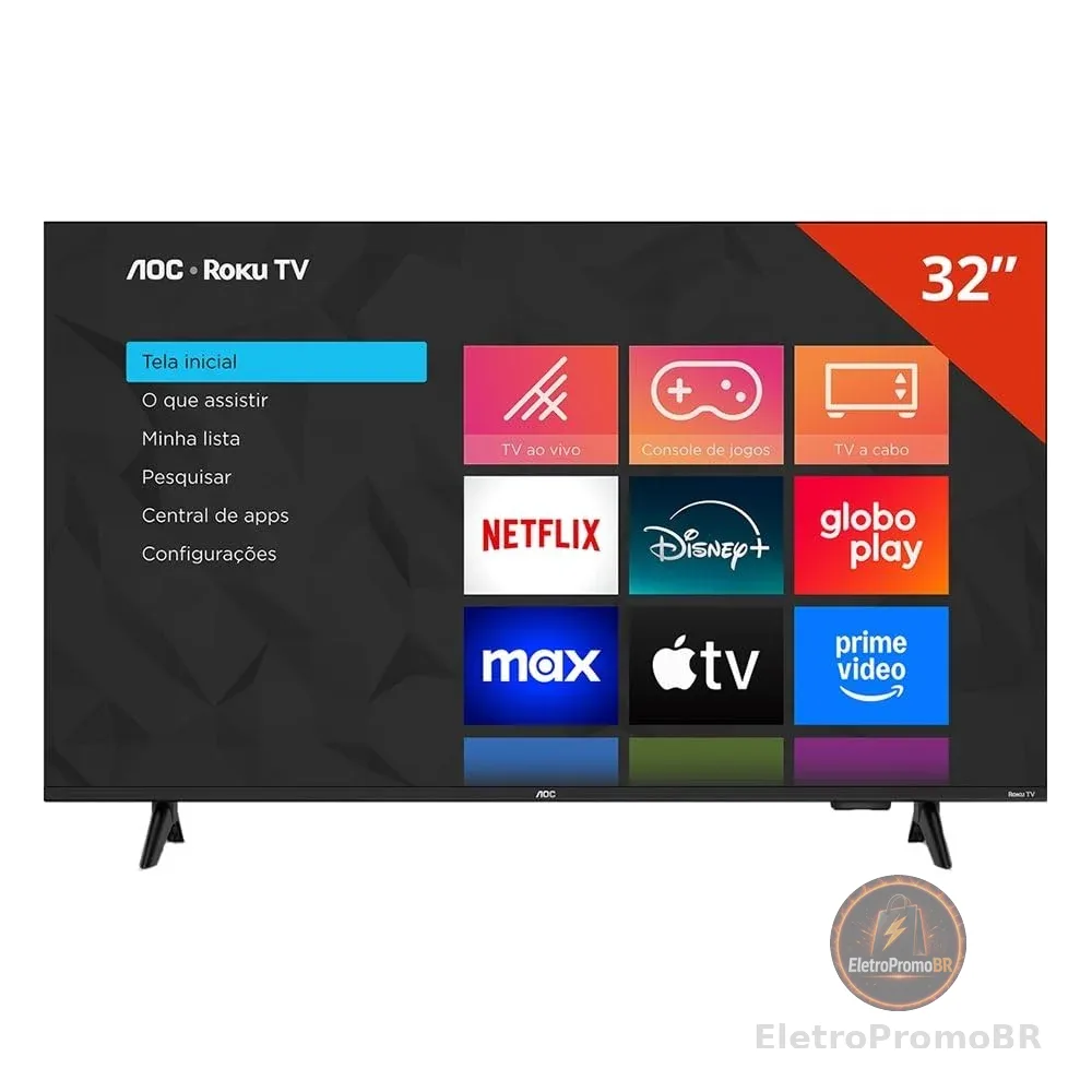 Smart TV LCD LED 32" AOC 32S5155/78G - Wi-Fi, HD, Quad Core, Dolby Áudio, 60 Hz