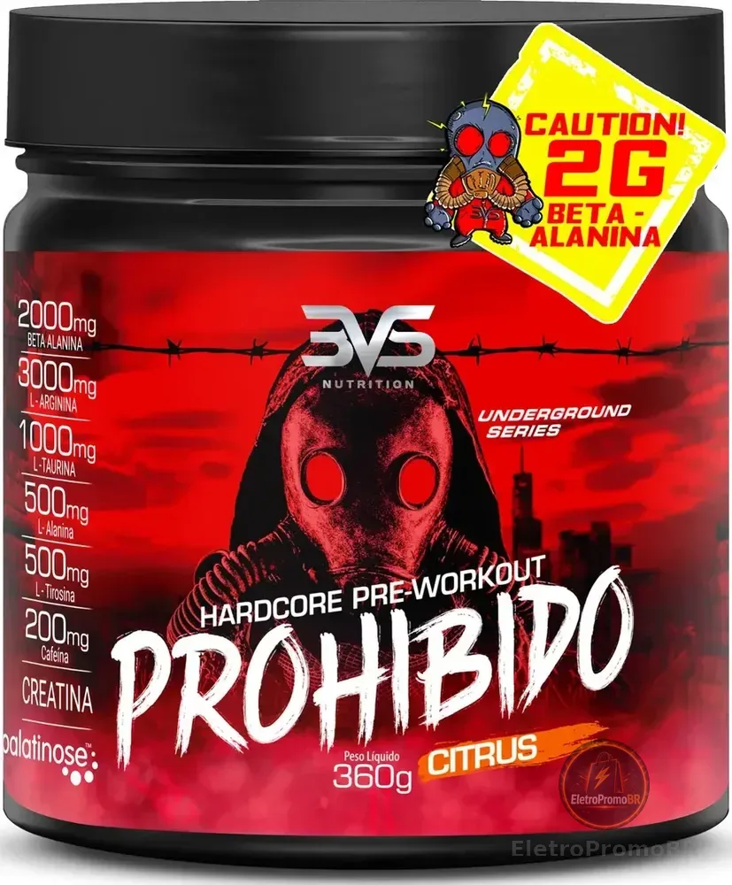 Pré Treino 3VS Suplementos Citrus 360g Com Creatina e Cafeína
