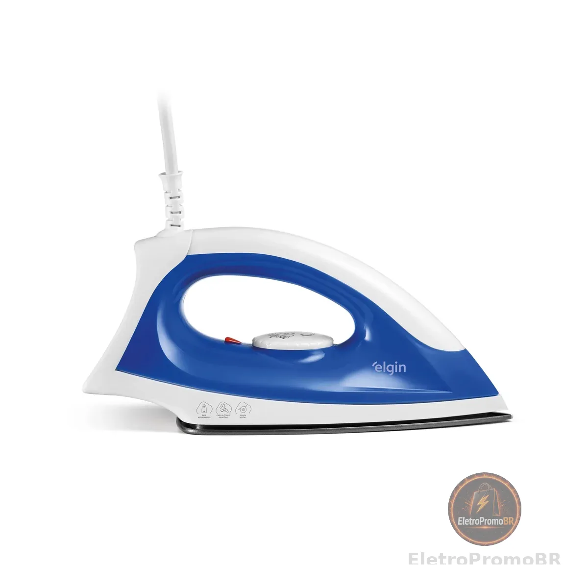 Ferro de Passar a Seco Iron Force Elgin Super Leve Branco e Azul Base Antiaderente 220V