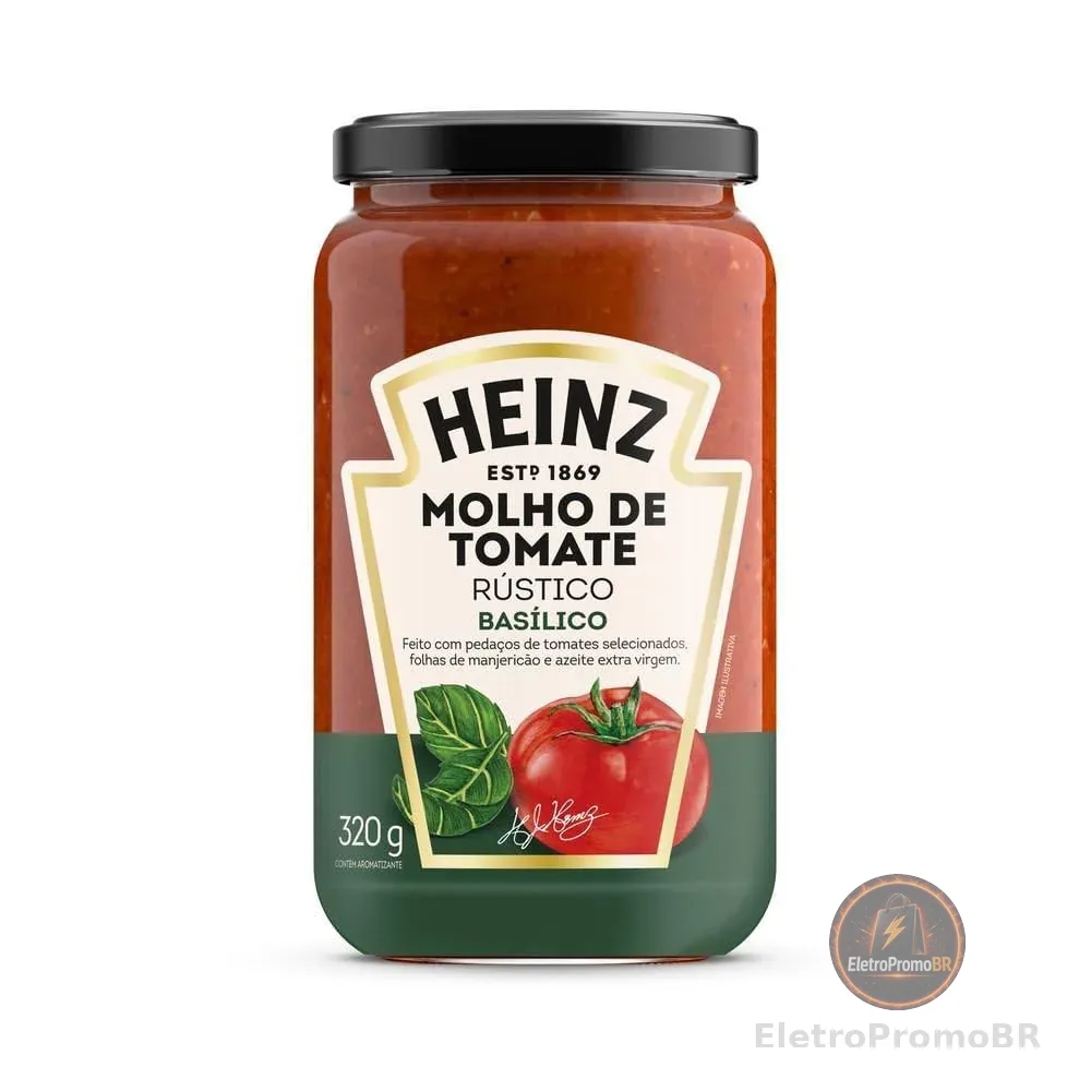 Heinz Molho de Tomate Rústico Basílico em vidro, 320G