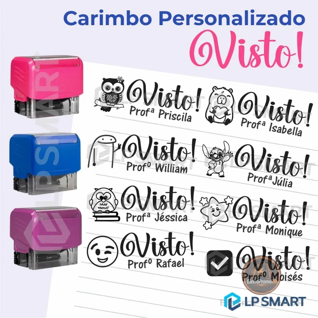 Carimbo Personalizado Automático Visto Pedagógico Professor Incentivo Material Escola Trodat