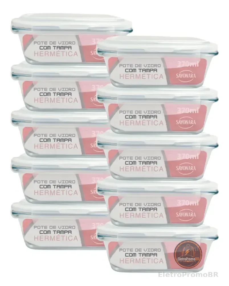 Kit 10 Potes Vidro 640ml Hermético Marmita Microodas Freezer Transparente