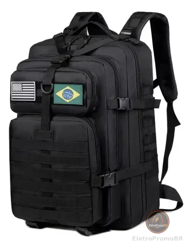Mochila Tática Camping Militar 50 Litros Resistente A Água Preto