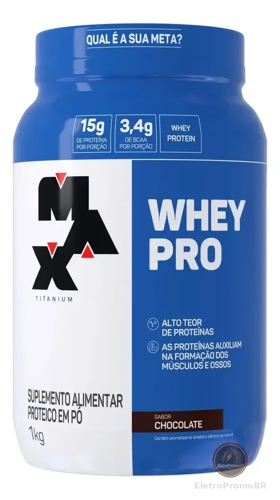 Suplemento Whey Pro Max Titanium Concentrado 1kg Chocolate Chocolate