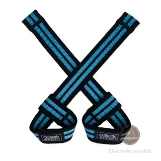 Par Straps 100% algodão AZUL CLARO para academia, cross fit e musculação.