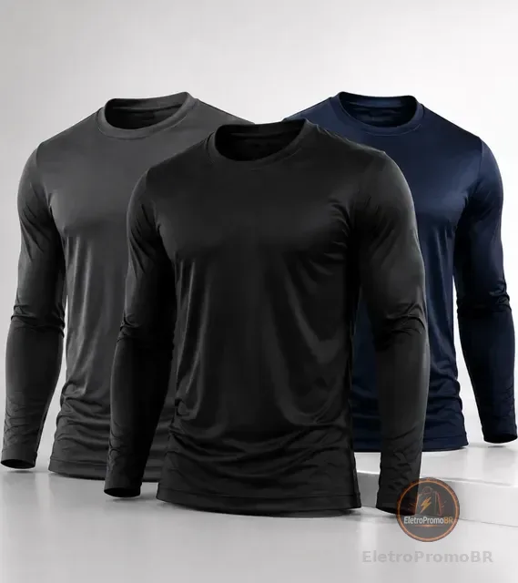 Kit Camisa Masculina Segunda Pele Proteção Solar Uv Dry Fit