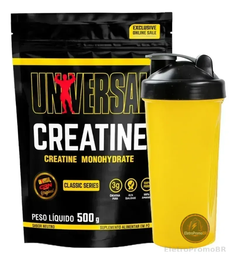 Suplemento Creatina Monohidratada 500g Refil + Coqueteleira - Universal Nutrition