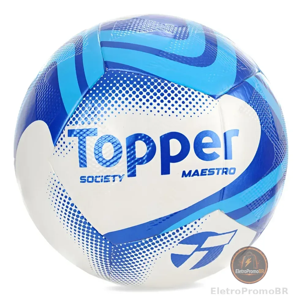 Bola Futebol Topper Society Grama Sintética Slick Maestro Azul