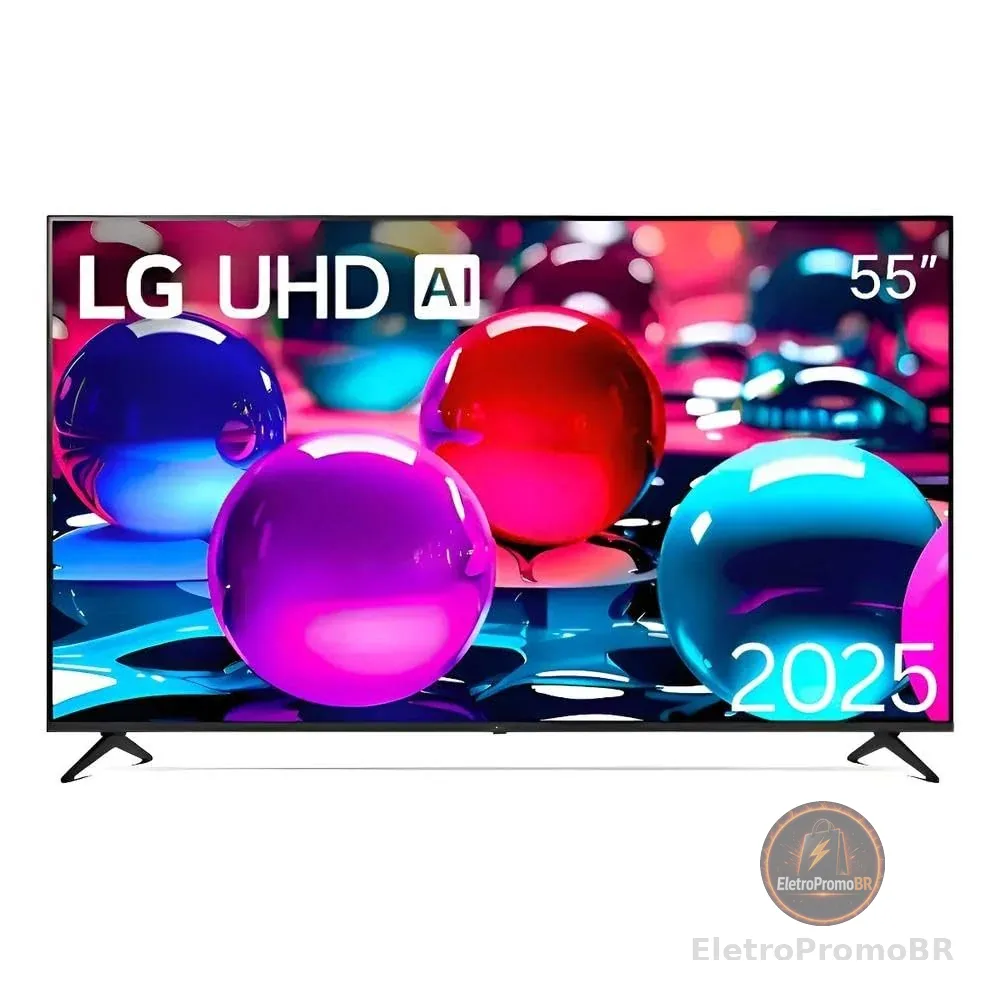Smart TV LG UHD AI UA75 55 polegadas HDR10 Pro Processador α7 AI Ger 8 webOS 25
