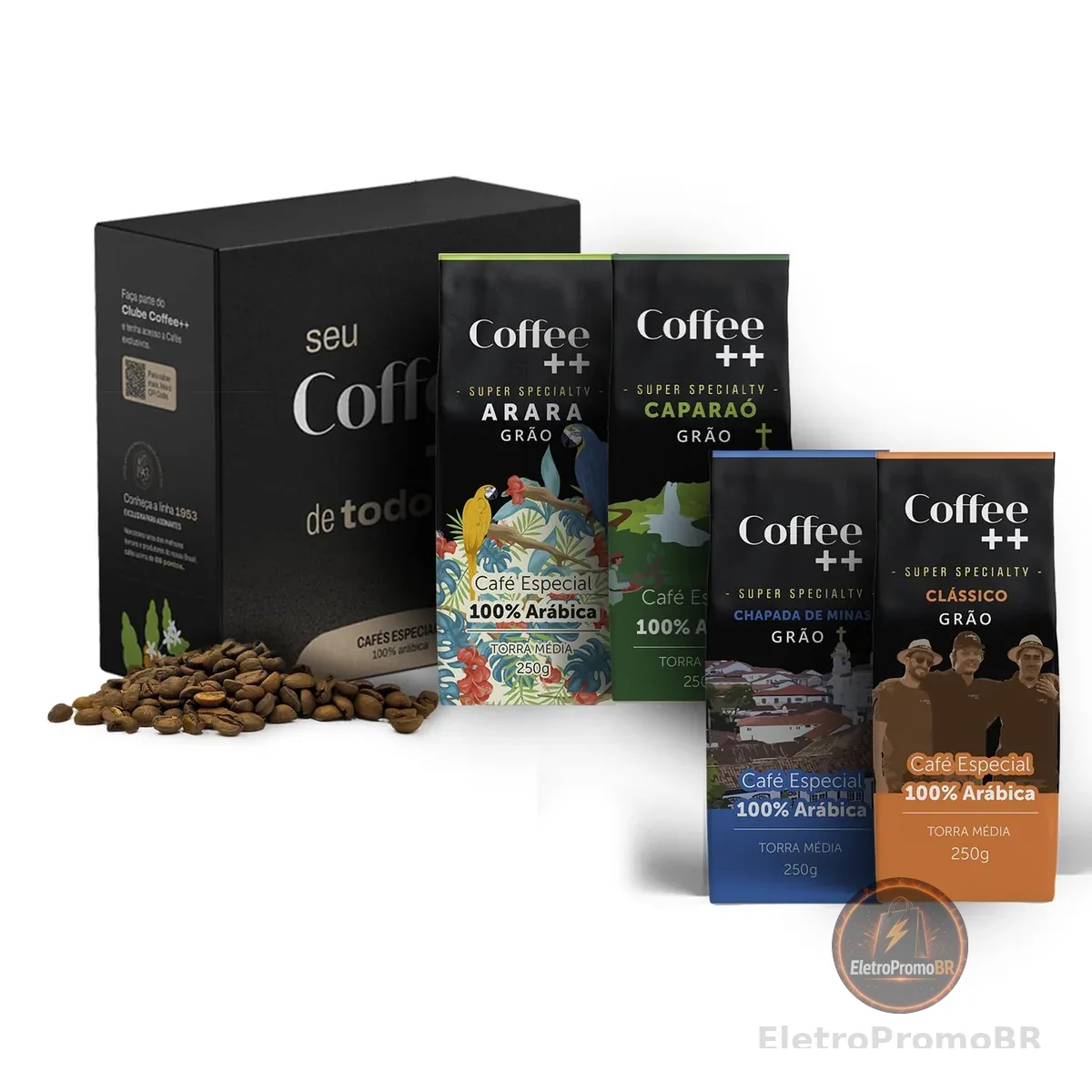 Kit 4 Pacotes Café Especial Em Grãos Coffee Mais Clássico, Caparaó, Chapada e Arara