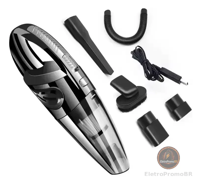 Aspirador De Pó Portátil Sem Fio 70w Bateria Hepa Usb Preto