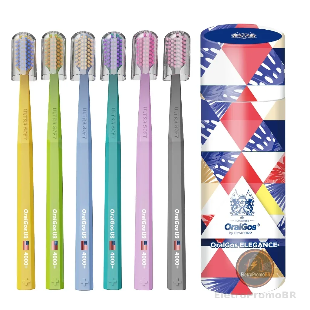 OralGos Escova de Dente Deep Cleaning Pacote Familiar Com 6 Unidades