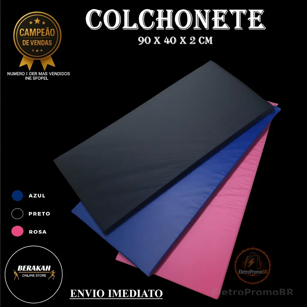 Colchonete Academia 90 x 40 x 2cm  - ESPUMA D28 - Ginástica Creche Pets Trocador Pilates Yoga
