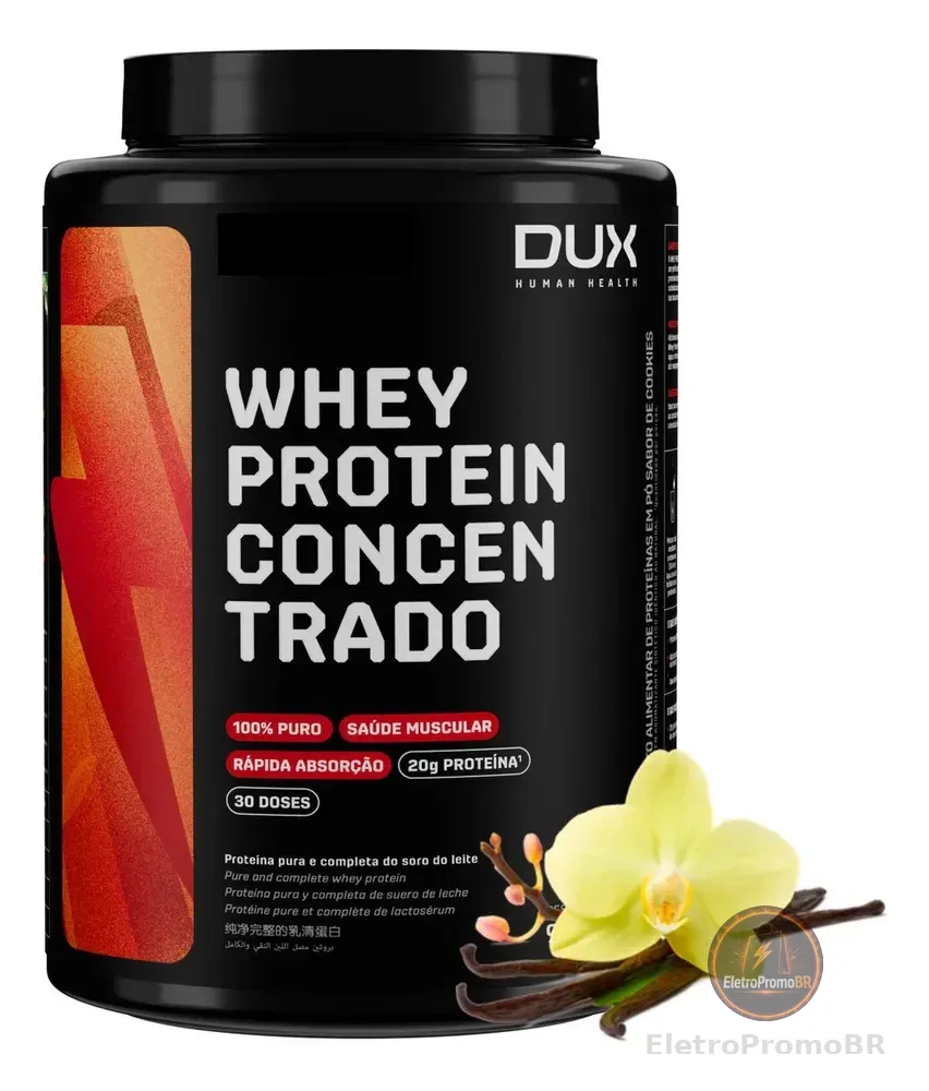 Dux Whey Concentrado 100% Puro Para Ganho De Massa - 900g Sabor Baunilha