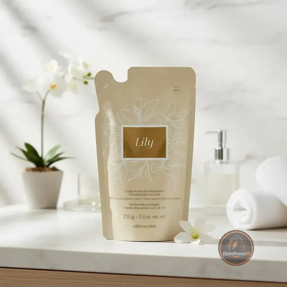 Refil Creme Acetinado Hidratante Corporal Para Pele Lily 250g