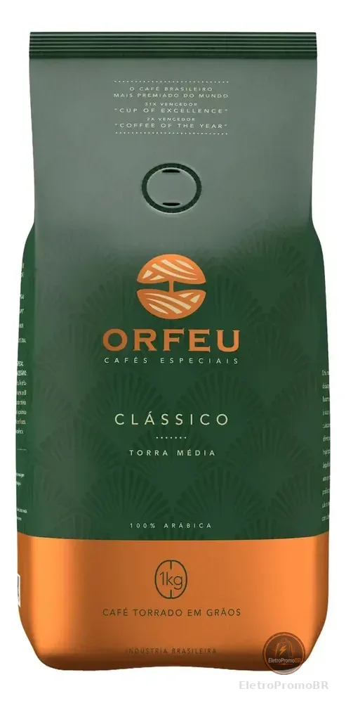 Café em Grãos Orfeu Clássico 1kg Torra Média 100% Arábica