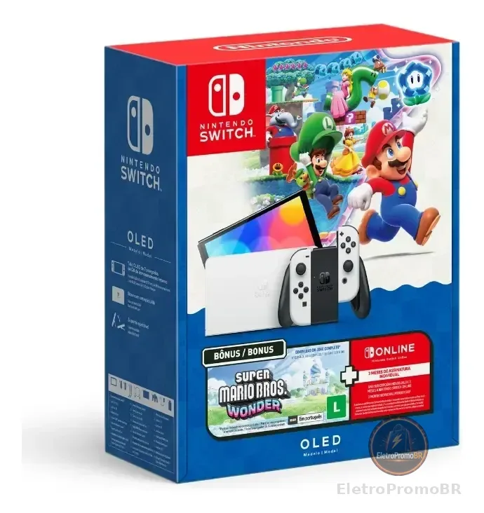 Console Nintendo Switch Oled Nintendo Bundle Super Mario Bros Wonder 3 Meses Nintendo Switch Online 64gb Branco