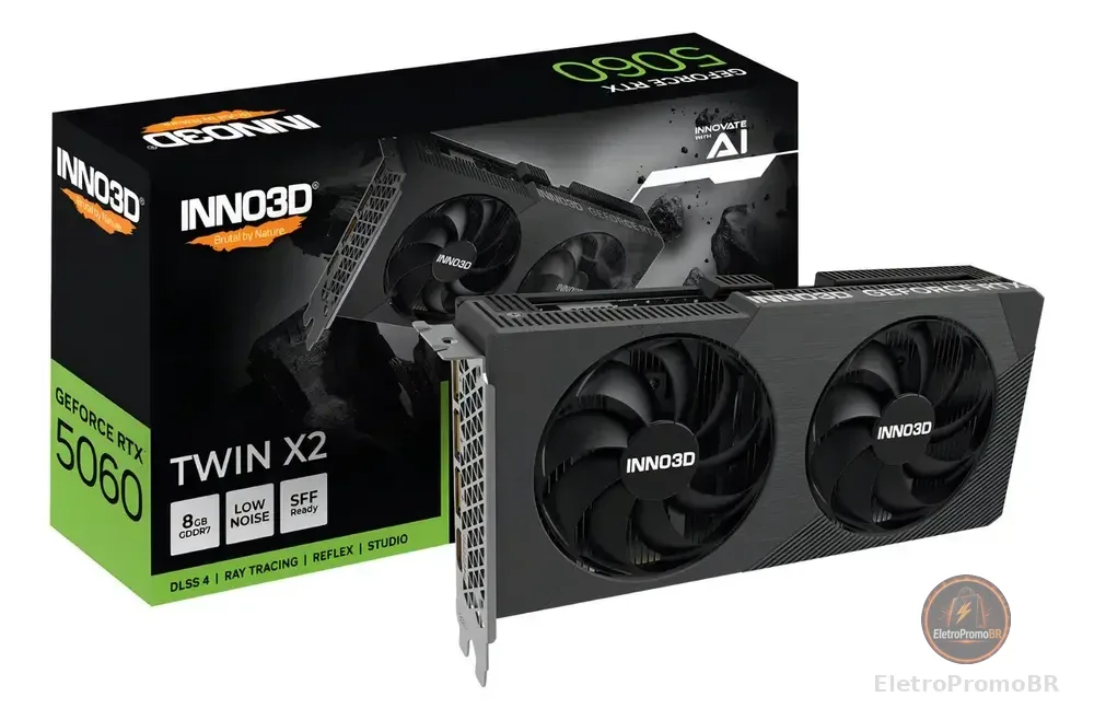 Placa de Vídeo INNO3D GeForce RTX 5060 Twin X2 8GB GDDR7 128-bit