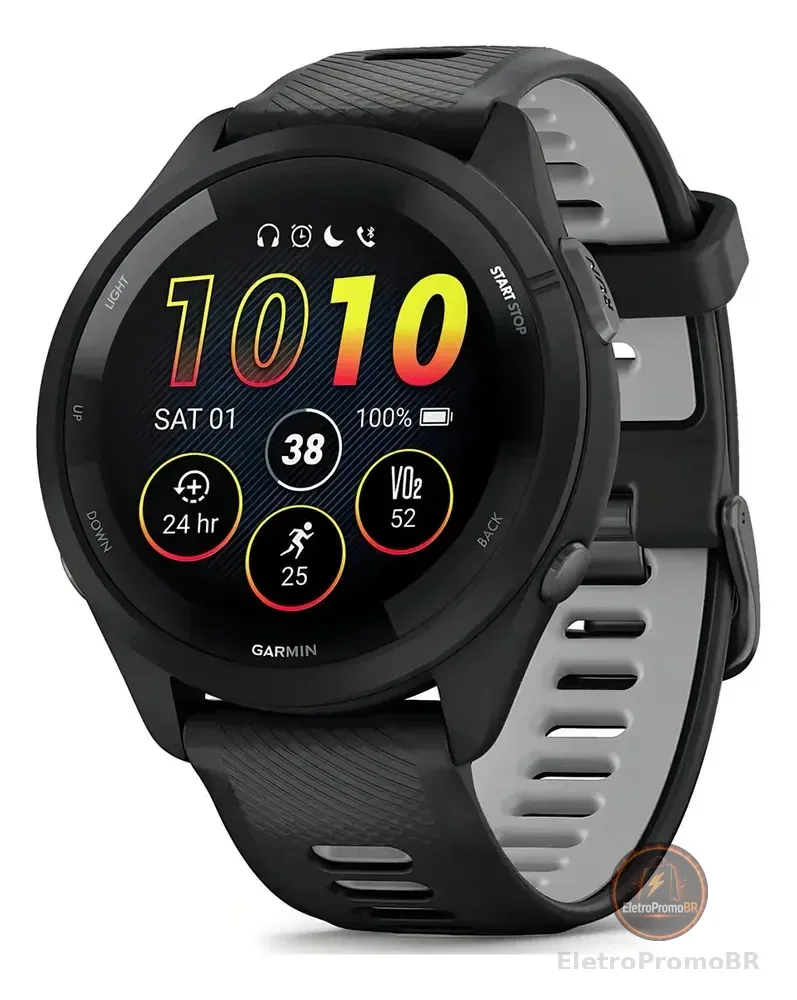 Relógio Garmin Forerunner 265 Music Preto com Gps 46mm