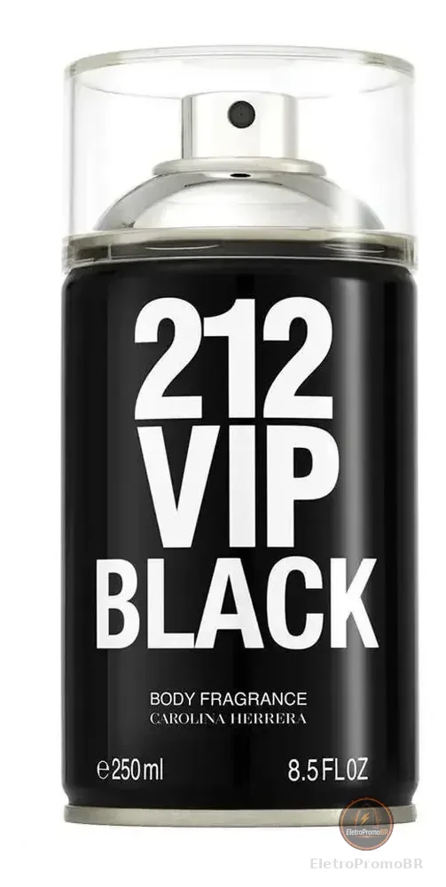 Perfume Carolina Herrera 212 Vip Men Black Body Spray 250ml Masculino - Body Splash de longa fixação