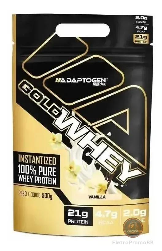 100% Gold Whey Refil Concentrado 900g - Adaptogen Science Sabor Baunilha