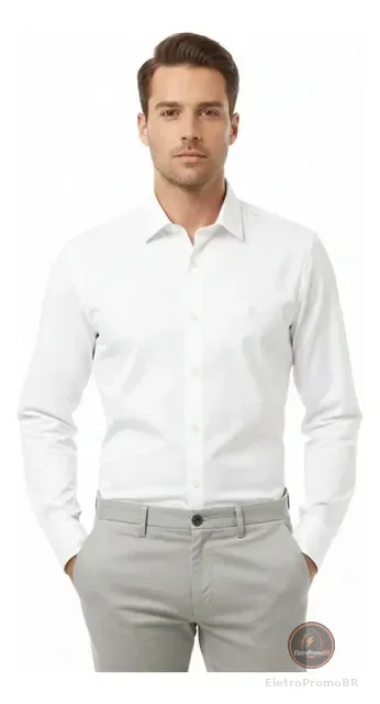 Camisa Masculina Slim Fit Premium Polo Wear Branco