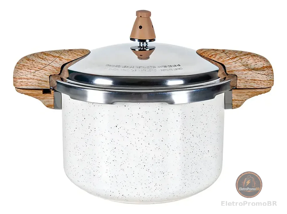 Panela De Pressão Brinox Vanilla 5,4l Indução Ceramic Life C Creme