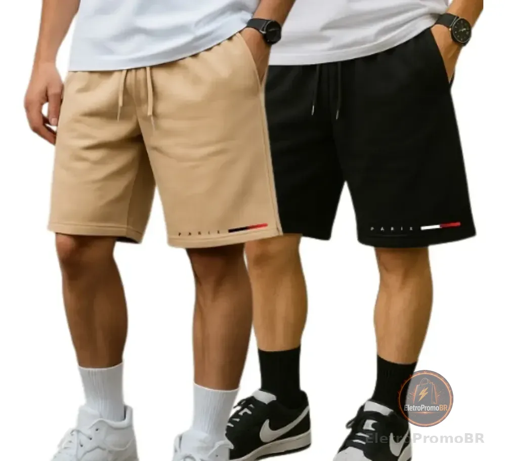 Kit 02 Bermuda Casual Short Moletom Maculina Academia Treino