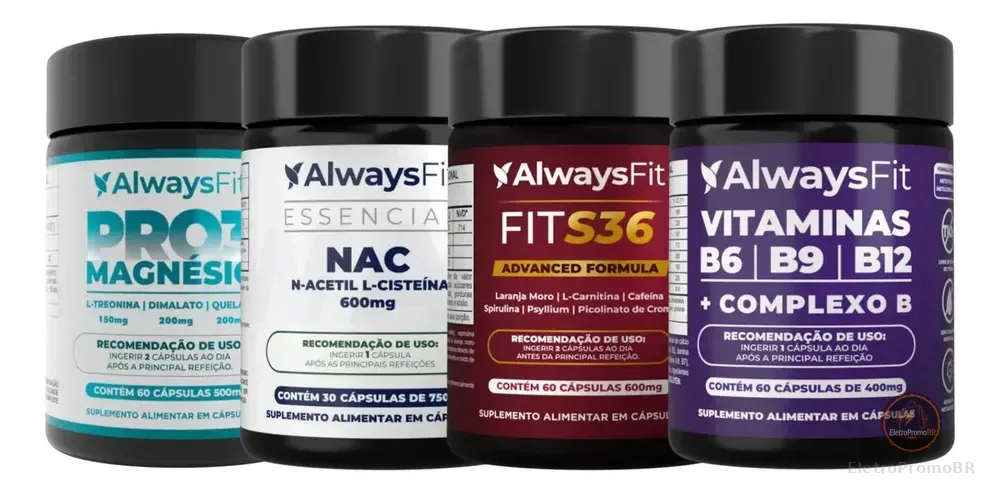 Kit Pro Da Alwaysfit + Pro3mag + Nac + Fits36 E Complexo B Sem Sabor