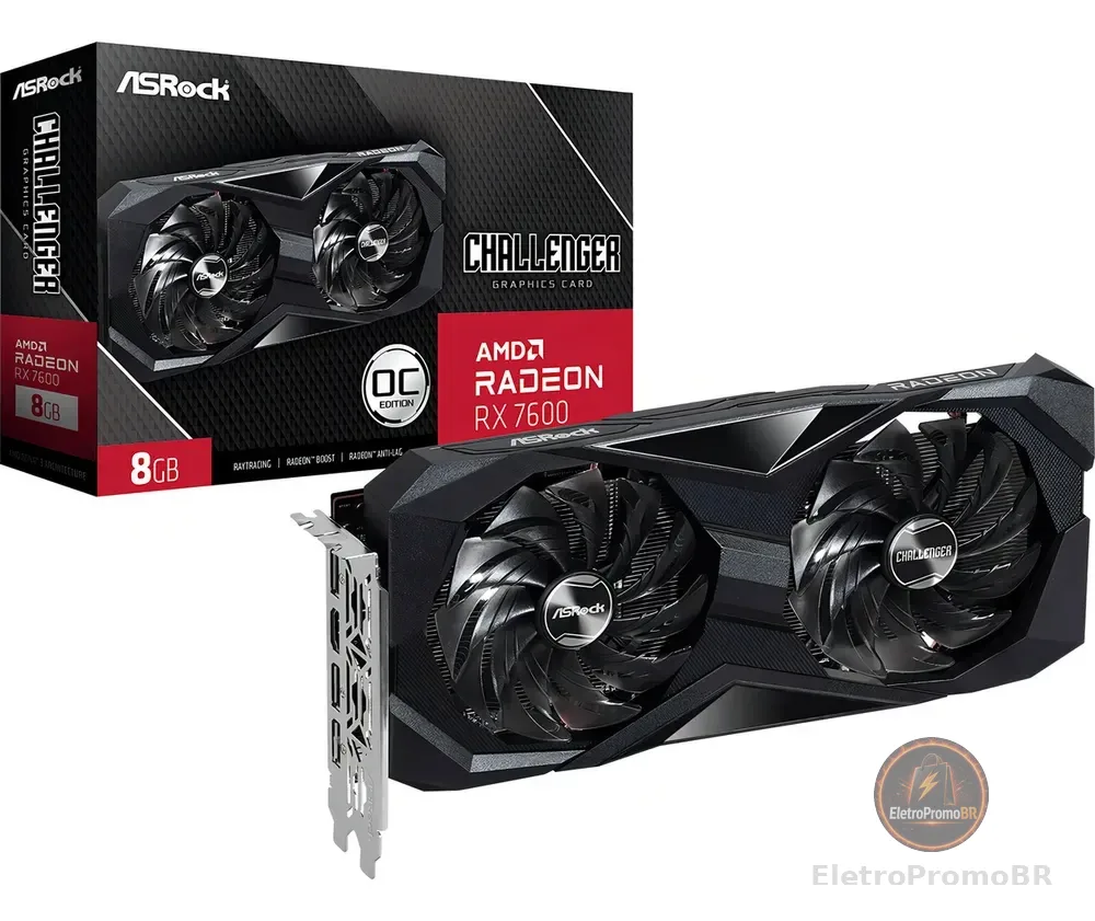 Placa de Vídeo ASRock Radeon RX 7600 8GB Challenger OC GDDR6 HDMI 2.1