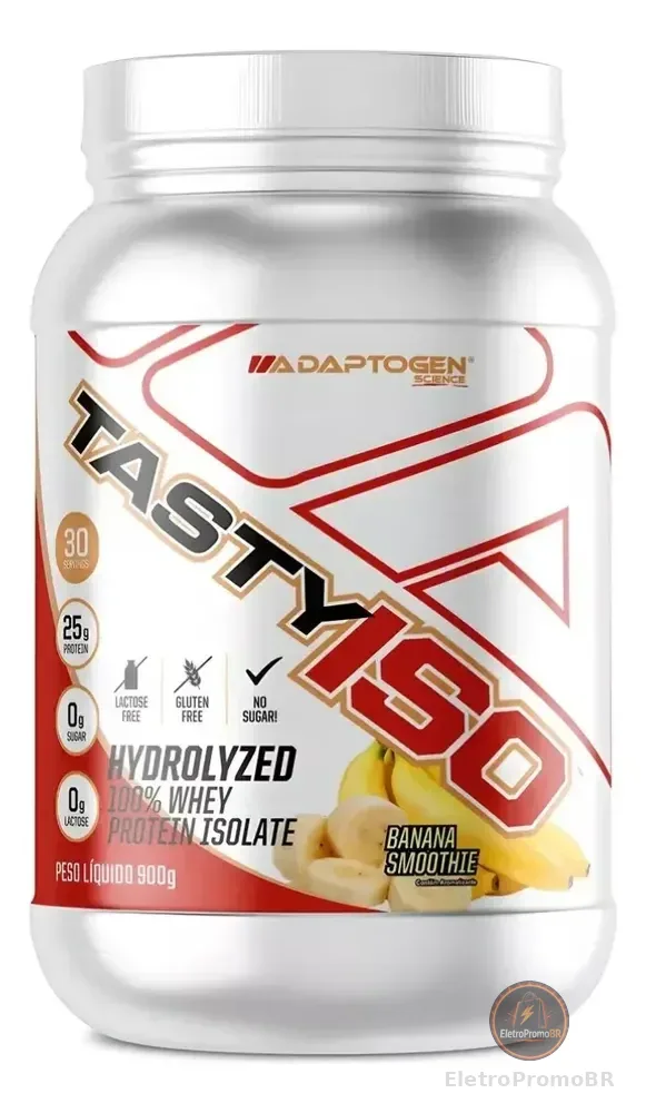 Adaptogen Tasty ISO Whey Protein Isolado Banana 900g Sem Lactose