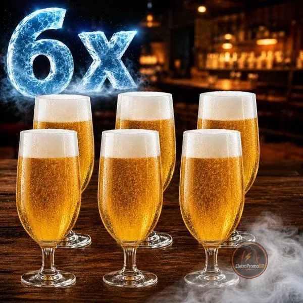 Kit 6 Taças Premium Cerveja 300ml Vidro Floripa Nadir Figueiredo