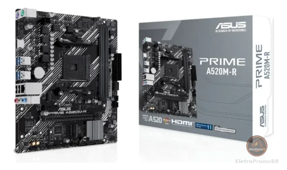 Placa Mãe Asus Prime A520m-r Am4 Ddr4 Micro-atx Preto