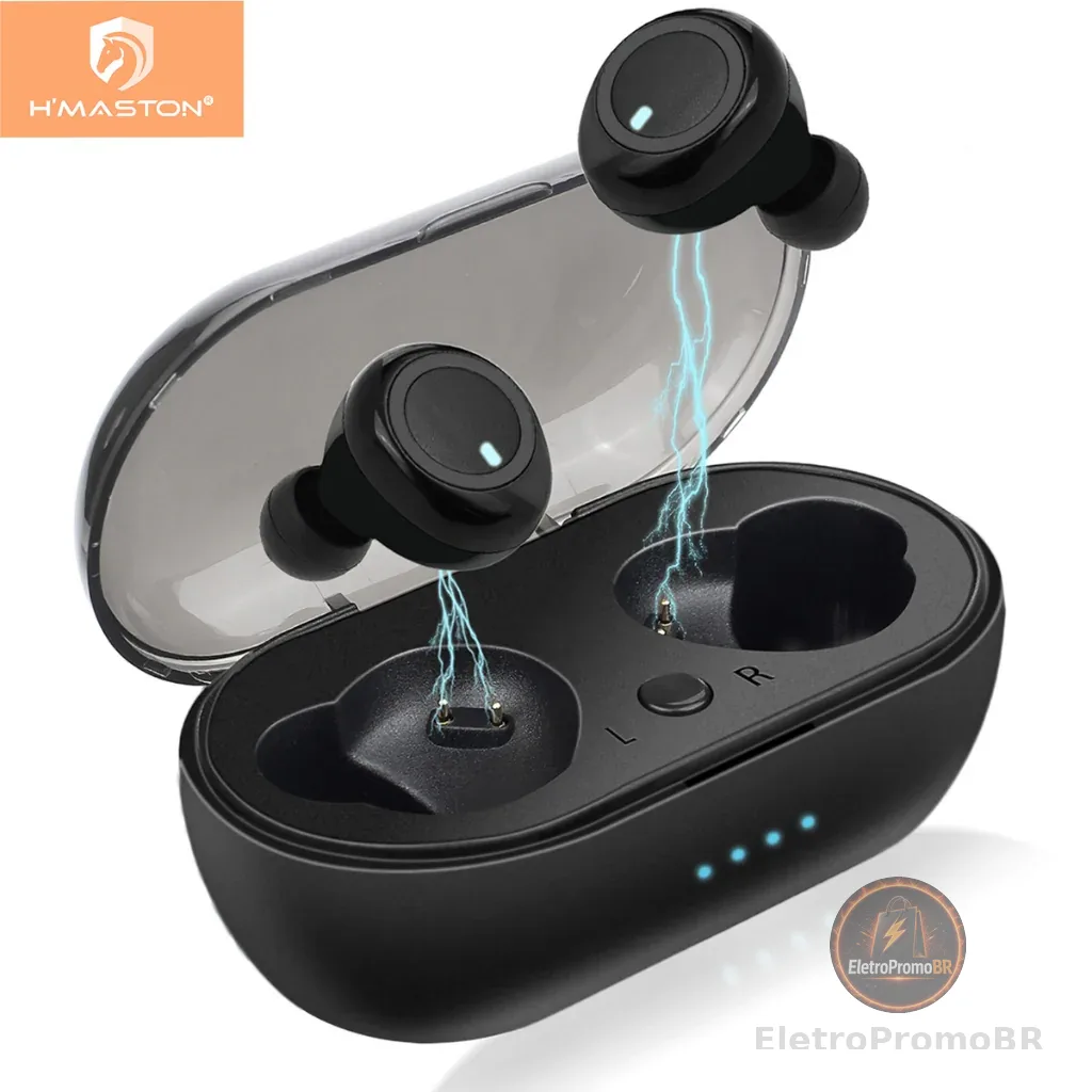 H'maston Fone De Ouvido Bluetooth LY-101Pro Sem Fio 5.3 Wireless In-ear Com Microfone E 4 Luz Led
