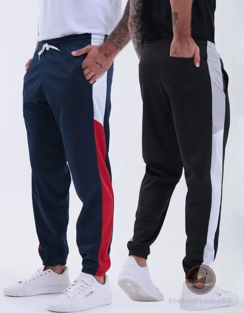 Kit2 Calça Moletom Masculina Academia Corrida Chimpa Esporte Preto M