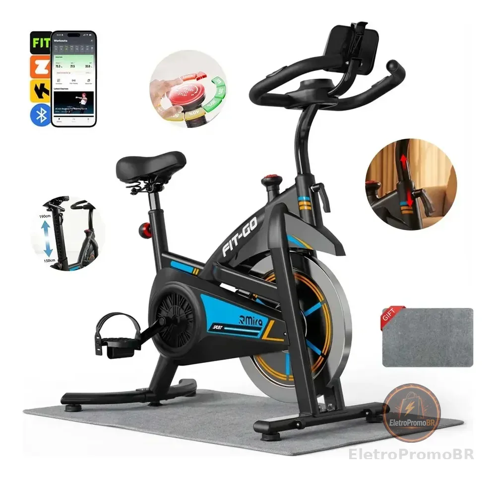Bicicleta Ergométrica Spinning Rmira Com Bluetooth e Roda de Inércia de 14 kg