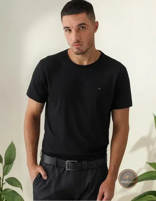 Camiseta Tommy Hilfiger Essential Cotton Preta - Original
