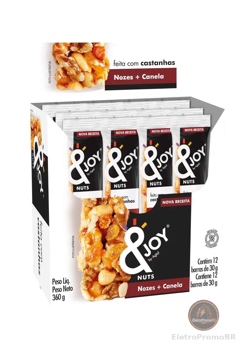 Barra de Nuts Enjoy - Sabor Nozes e Canela - Display com 12 unidades