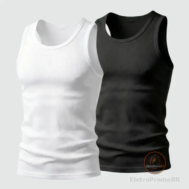 Kit 2 Regata Masculina Verão Treino Canelada Americana Slim