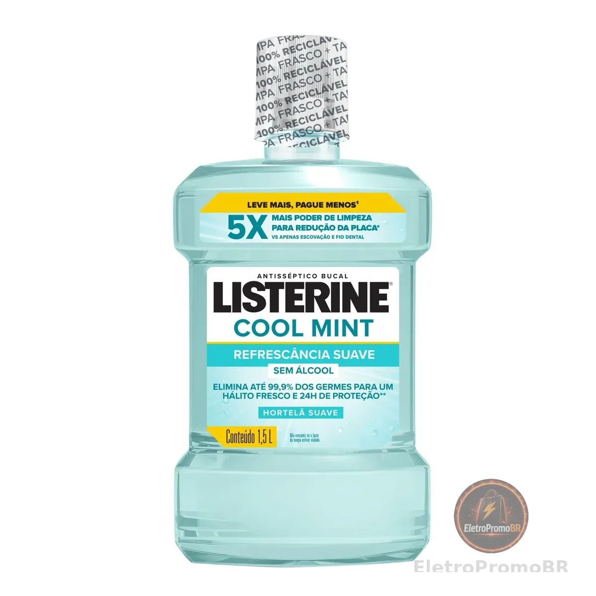 Listerine Cool Mint Enxaguante Bucal Sem Álcool, 1,5l