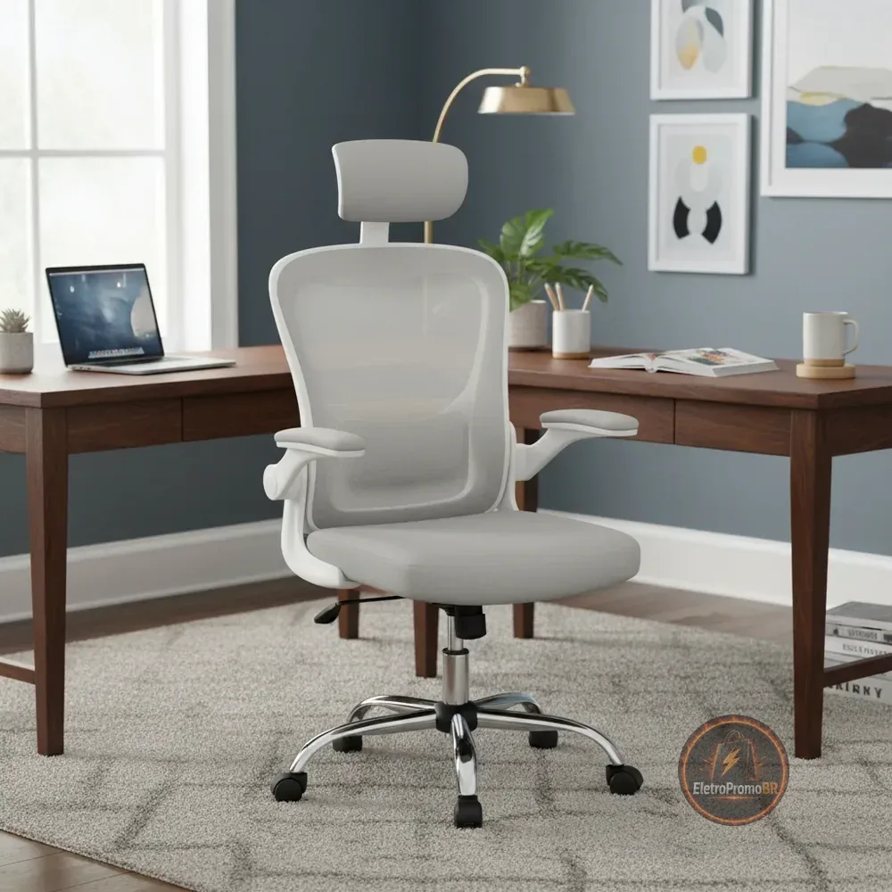Cadeira De Escritório Ergonômica Giratória Boston G100 Com Estofado Mesh Luvinco Com Ajuste Lombar