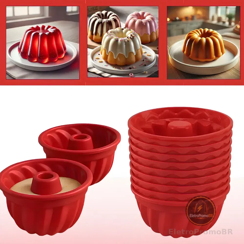 Kit 12 Forma Redonda Silicone Mini Para Bolo Pudim Cupcake Muffins Forno Forma De Silicone Para Airfryer Boa Dica